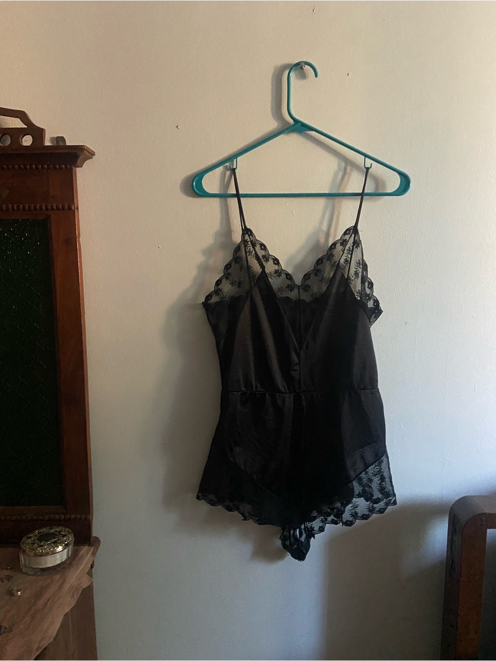 1960s 1970s Lace-Trim Satin Teddy - Women Intimates M L